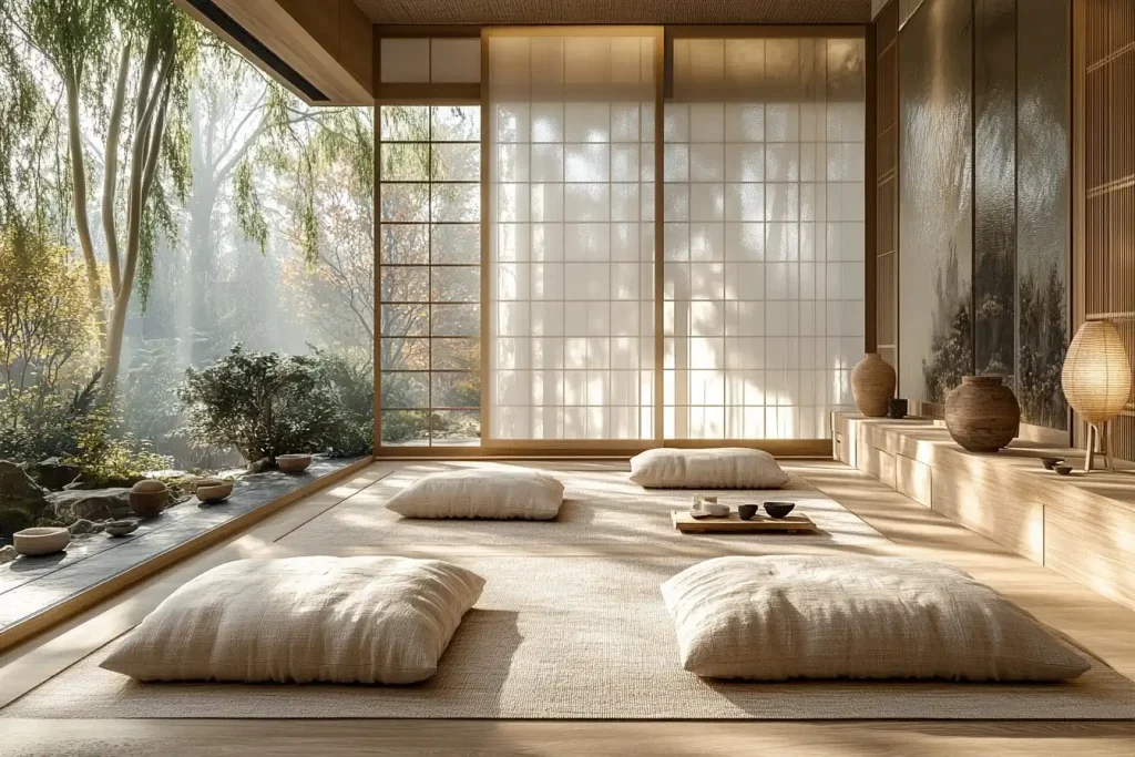 un salon japandi atmosphère zen et minimaliste