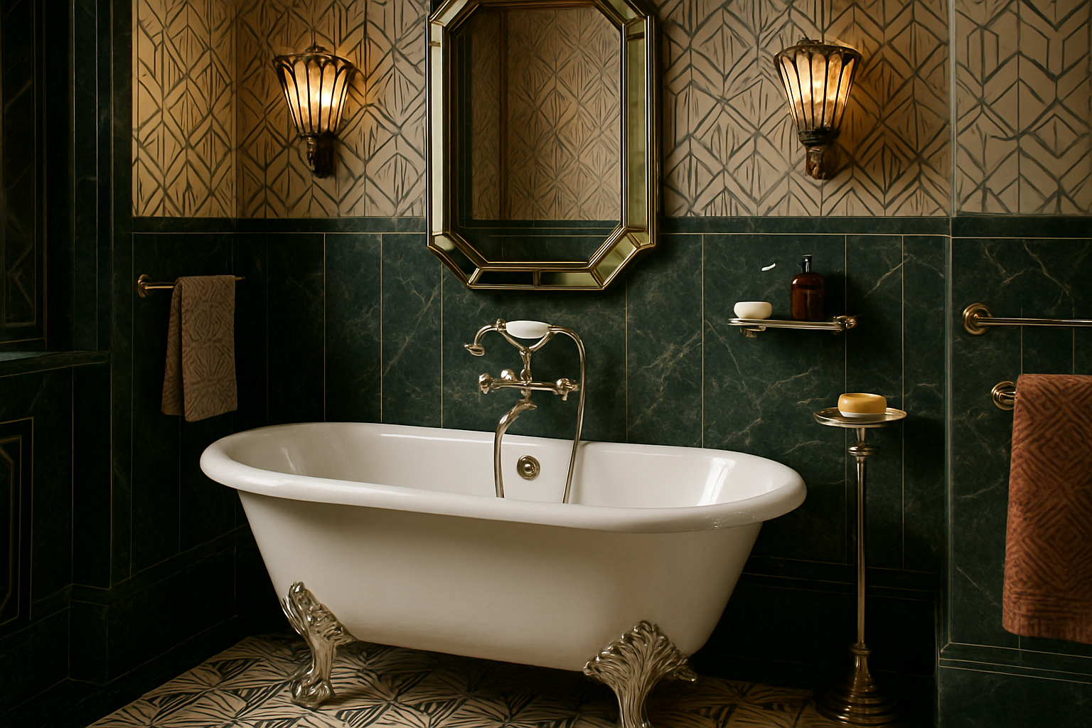 découvrez les incontournables de la décoration de salle de bains dans le style art déco : des conseils et idées pour allier élégance et fonctionnalité avec des matériaux nobles, des lignes géométriques et des touches de glamour.