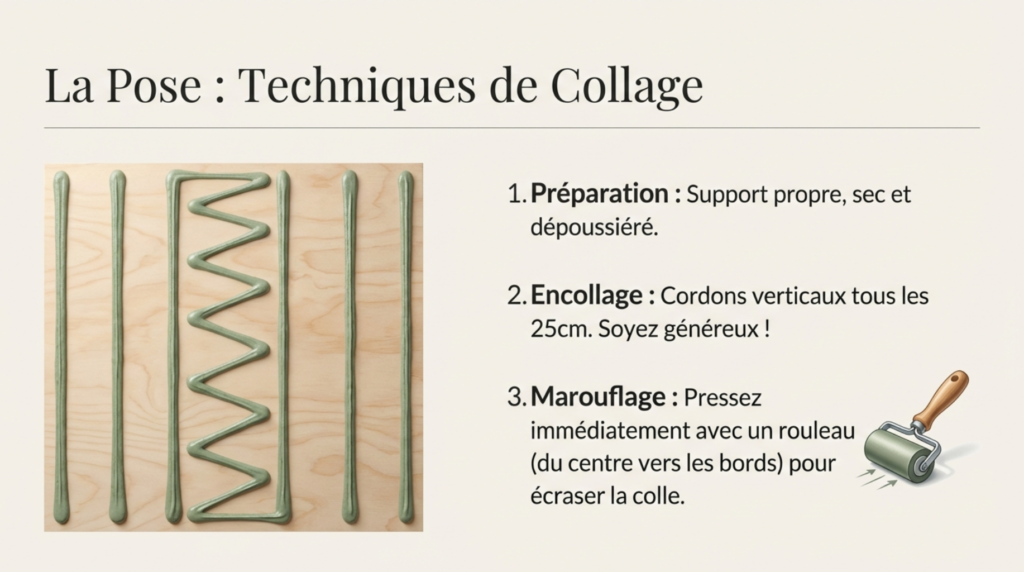 la pose, technique de collage