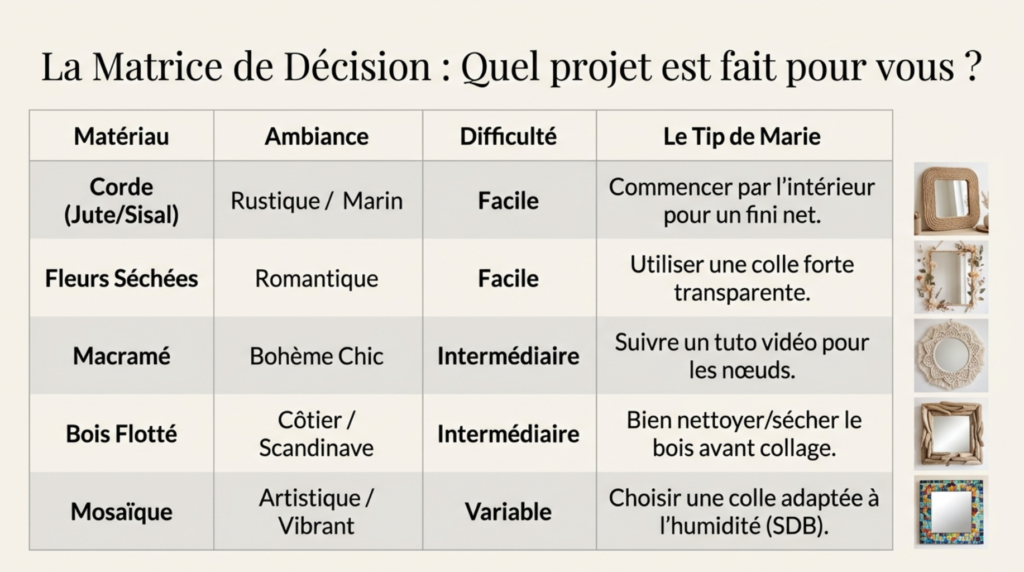 recapitulatif pour un mirroir qui vous ressemble