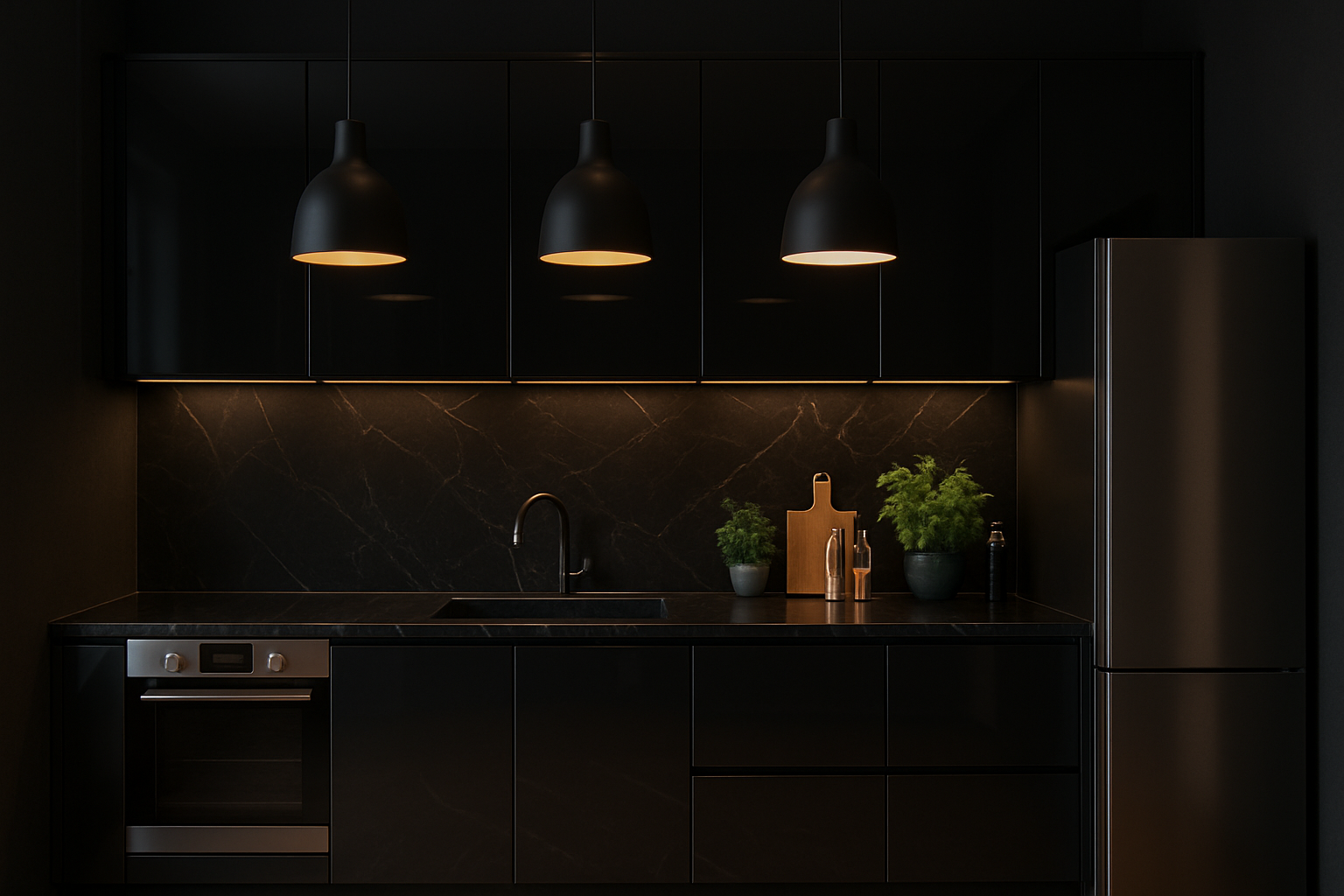 plongez dans le raffinement d’une cuisine noire sur des murs noirs. découvrez comment cette combinaison audacieuse crée une atmosphère élégante, moderne et sophistiquée dans votre espace culinaire.