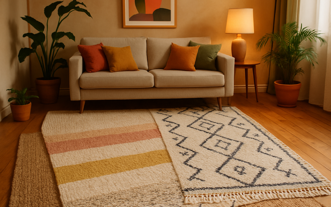 Découvrez comment superposer des tapis pour une décoration intérieure chaleureuse