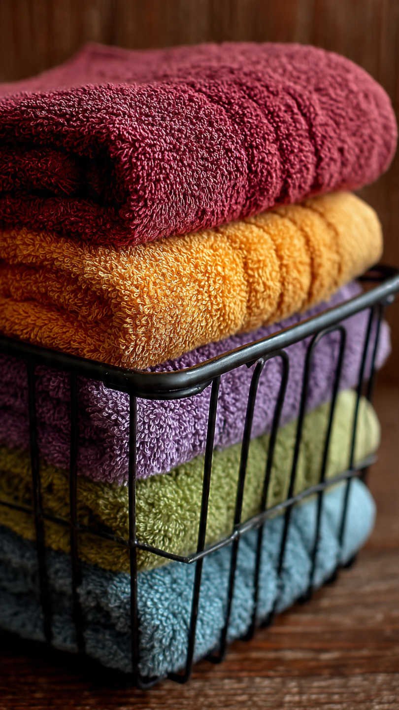 collection de chiffons microfibres rang s dans un