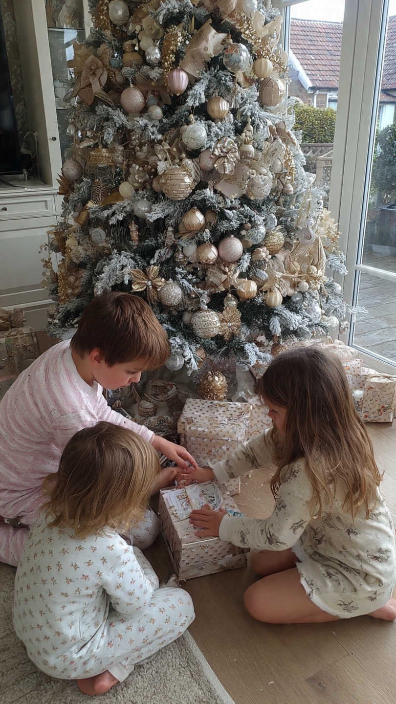 enfants d corant le sapin en famille moments