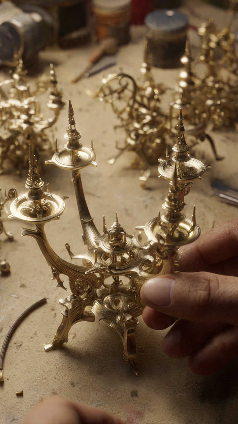 main nettoyant un cand labre en bronze avec