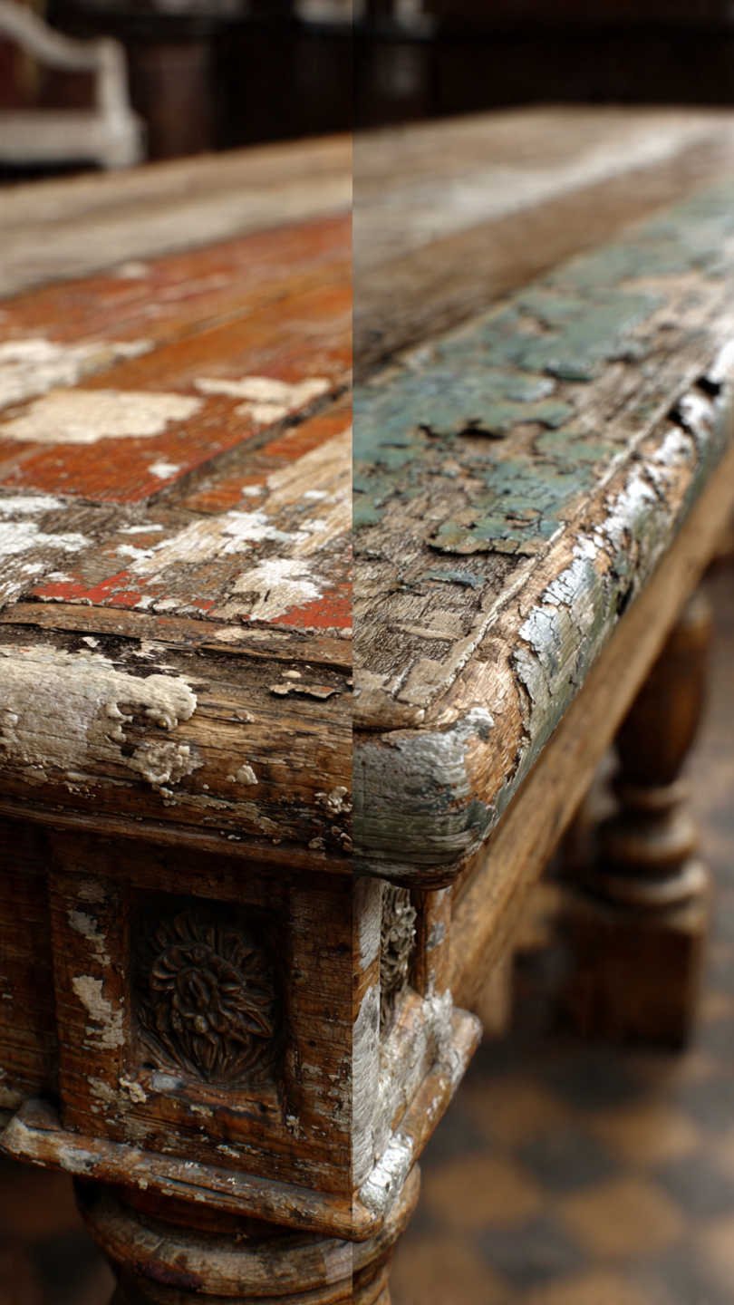 meuble en bois avant apr s sablage contraste entre