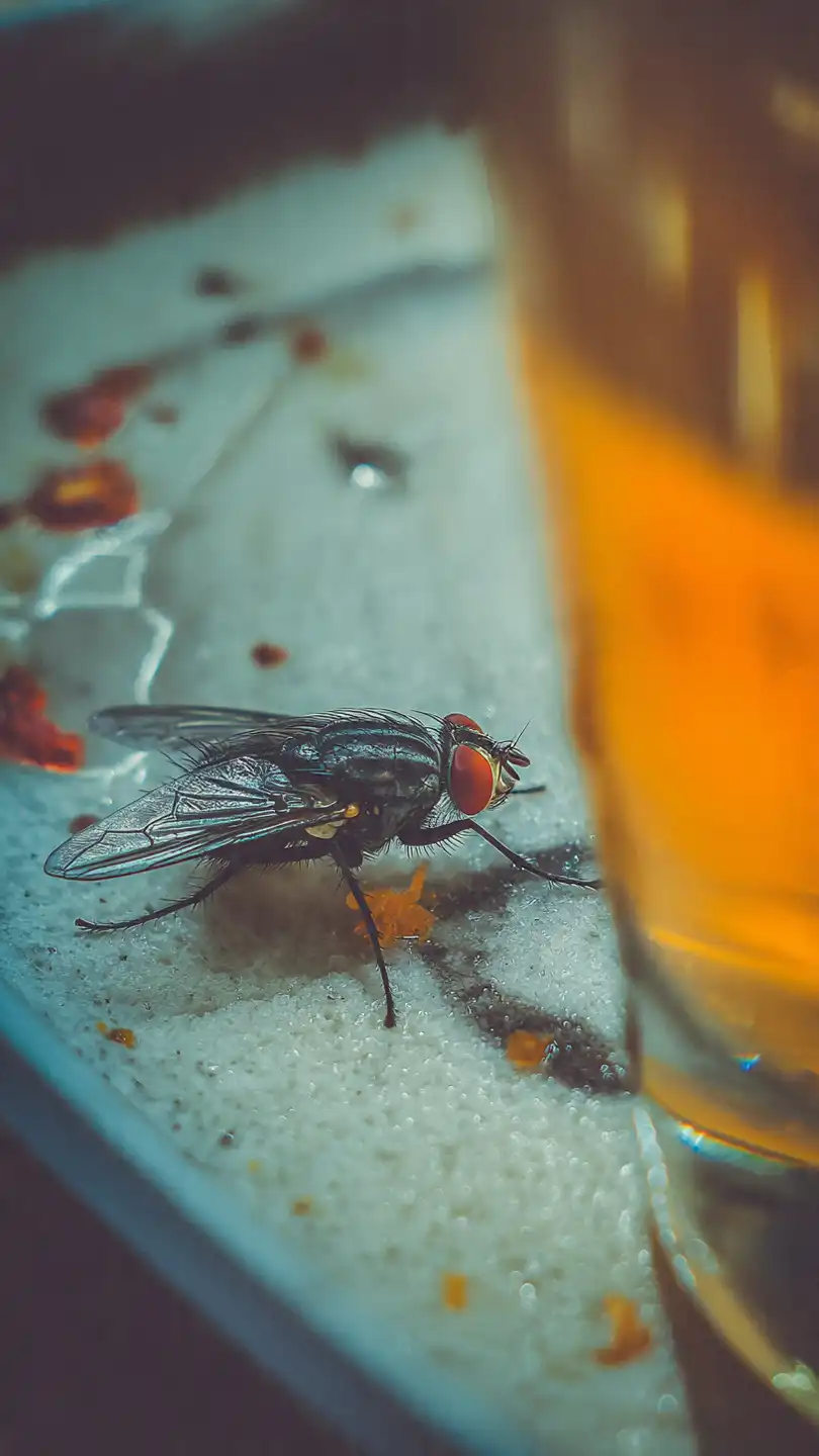 mouche adulte sur une tranche de pain