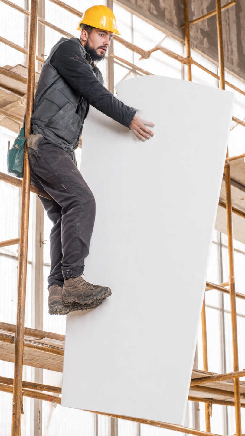 ouvrier qui pose une cloison en plaques (1)