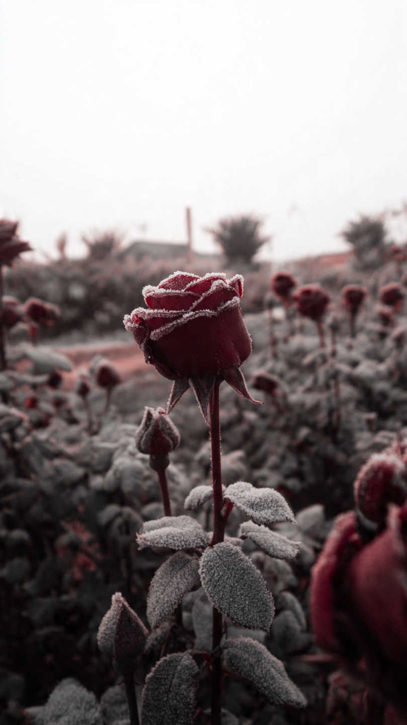 roses givr es ou gel matinal au printemps