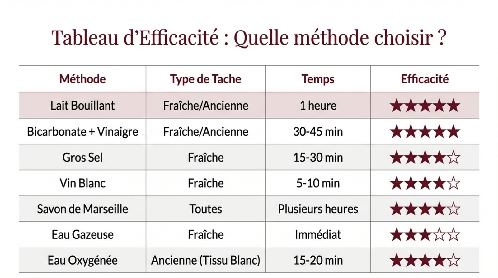 tableau recapitulatif des meilleures methodes