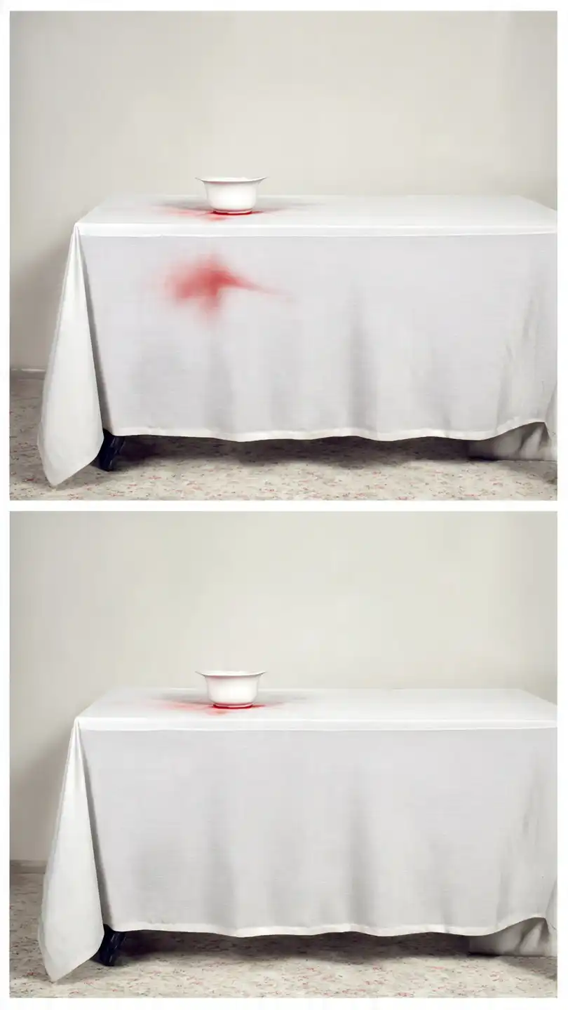 tissu ou nappe montrant une tache prononc e