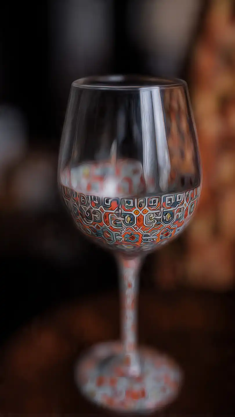 verre de vin avec des motifs floraux