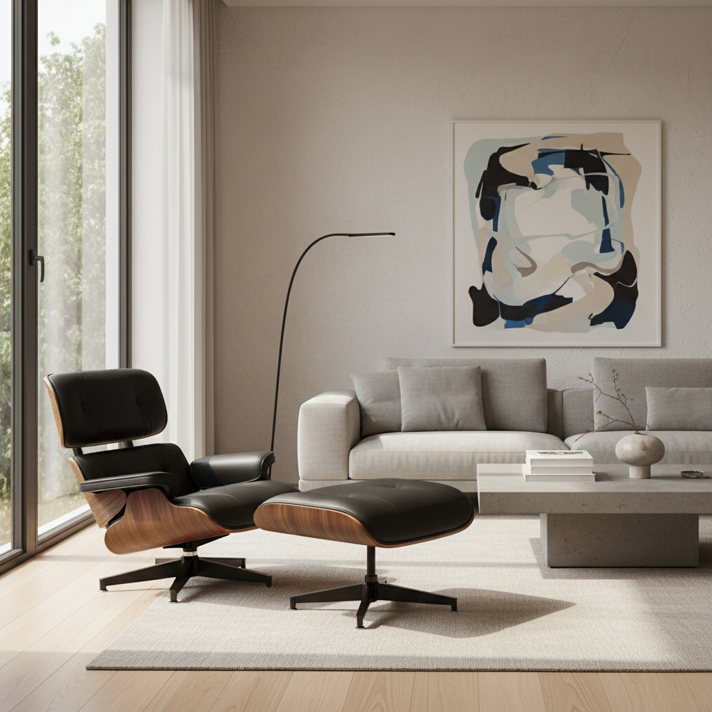 découvrez le fauteuil eames lounge chair, un chef-d'œuvre iconique créé par charles et ray eames pour vitra en 1956, alliant confort exceptionnel et design intemporel.