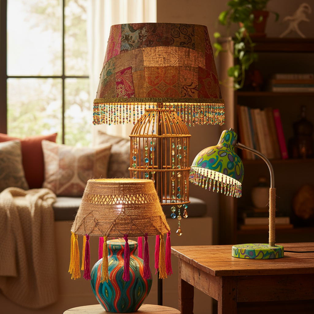 découvrez des idées créatives pour relooker vos lampes de chevet, de salon et de bureau avec des techniques originales : peinture, fibres végétales, textiles et perles pour un décor unique et personnalisé.
