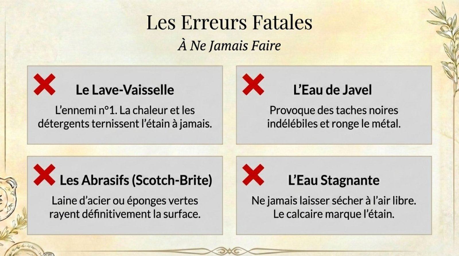 erreur fatales pour etain