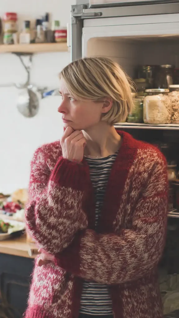 woman standing in front of open pantry