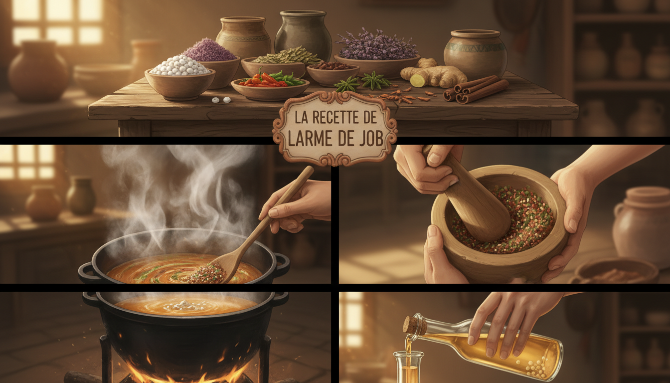 découvrez la recette de la larme de job avec la liste des ingrédients et les étapes détaillées pour réussir ce plat délicieux et traditionnel.