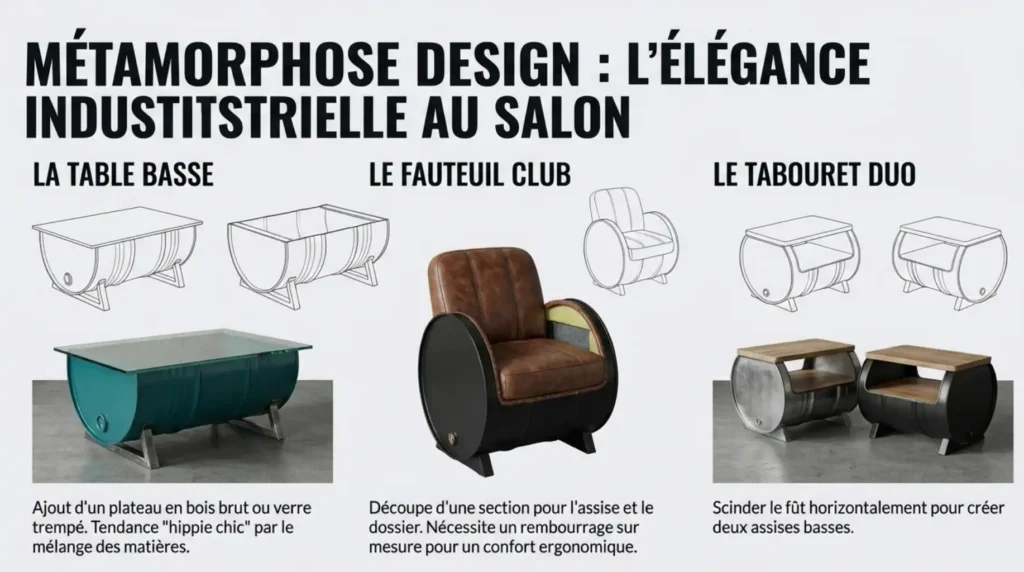 métamorphose design, élégance industrielle au salon