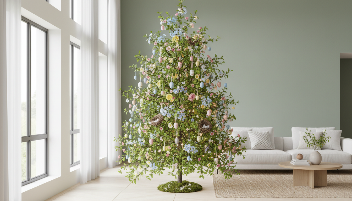 découvrez l'arbre printanier, une alternative innovante et élégante au sapin de noël, qui transforme votre décoration intérieure pour pâques 2026 avec fraîcheur et originalité.