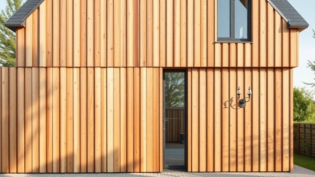 Maison moderne avec bardage bois vertical sur façade