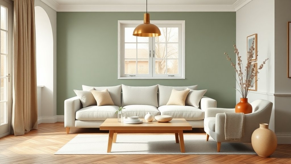 Salon vert sauge et bois : 6 associations gagnantes et 5 nuances de peinture en 2026