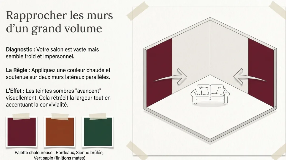 Infographie L'art de la perception : Comment agrandir visuellement votre salon grâce à la couleur ?