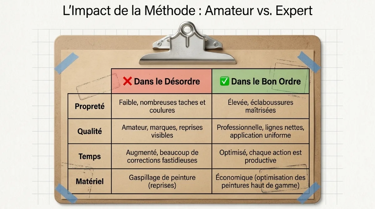 Infographie Étape 2 : L'Art de Peindre le Plafond – Commencer par le Sommet pour un Résultat Sans Bavure
