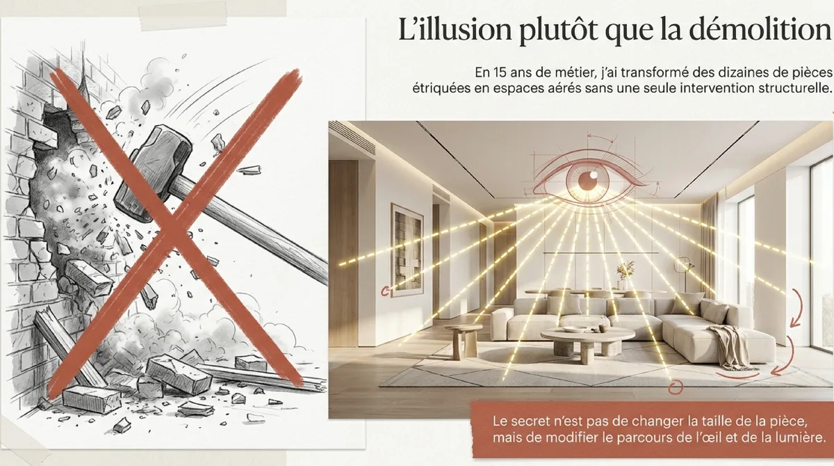 Infographie Miroirs Stratégiques : L'Illusion d'Espace à son Apogée pour Agrandir une Pièce