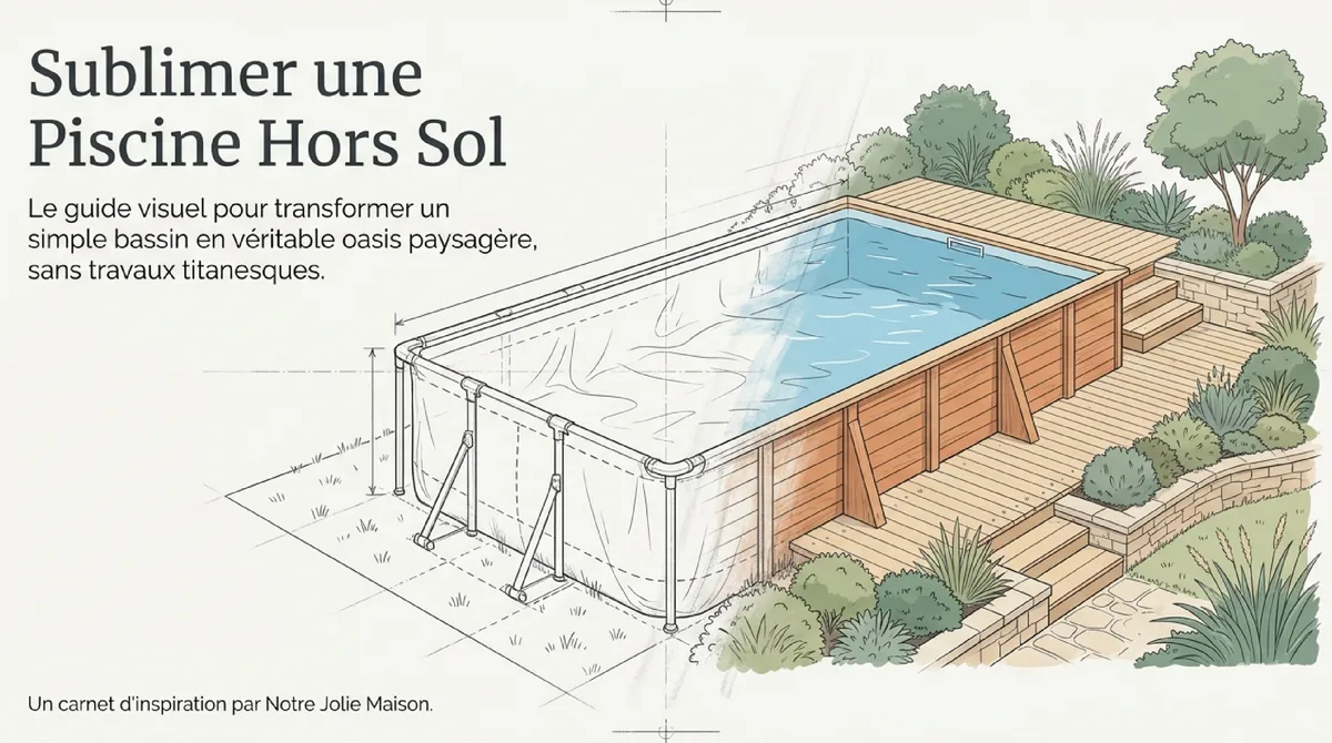 Infographie L'Art d'Intégrer sa Piscine Hors Sol : Les Clés d'un Aménagement Paysager Végétal Réussi