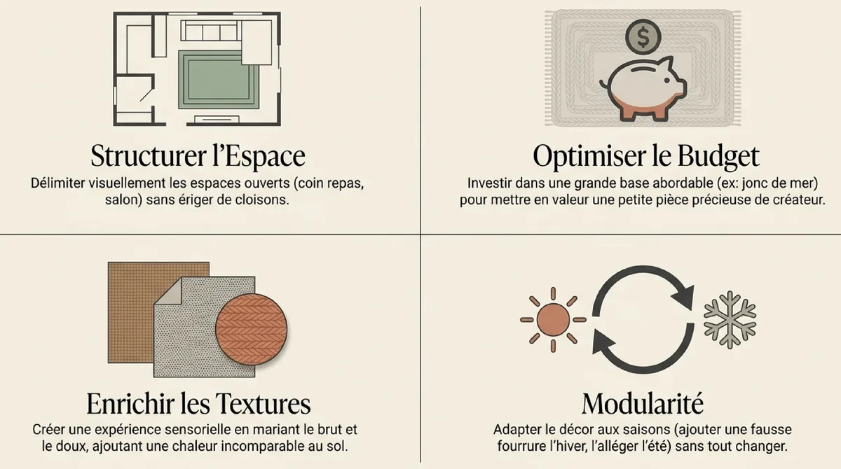 Infographie Le jeu des contrastes : associer les matières pour une décoration sensorielle