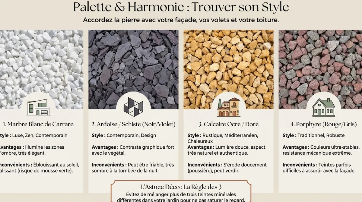 Infographie Identifier le type de gravier adapté à l'usage de votre allée