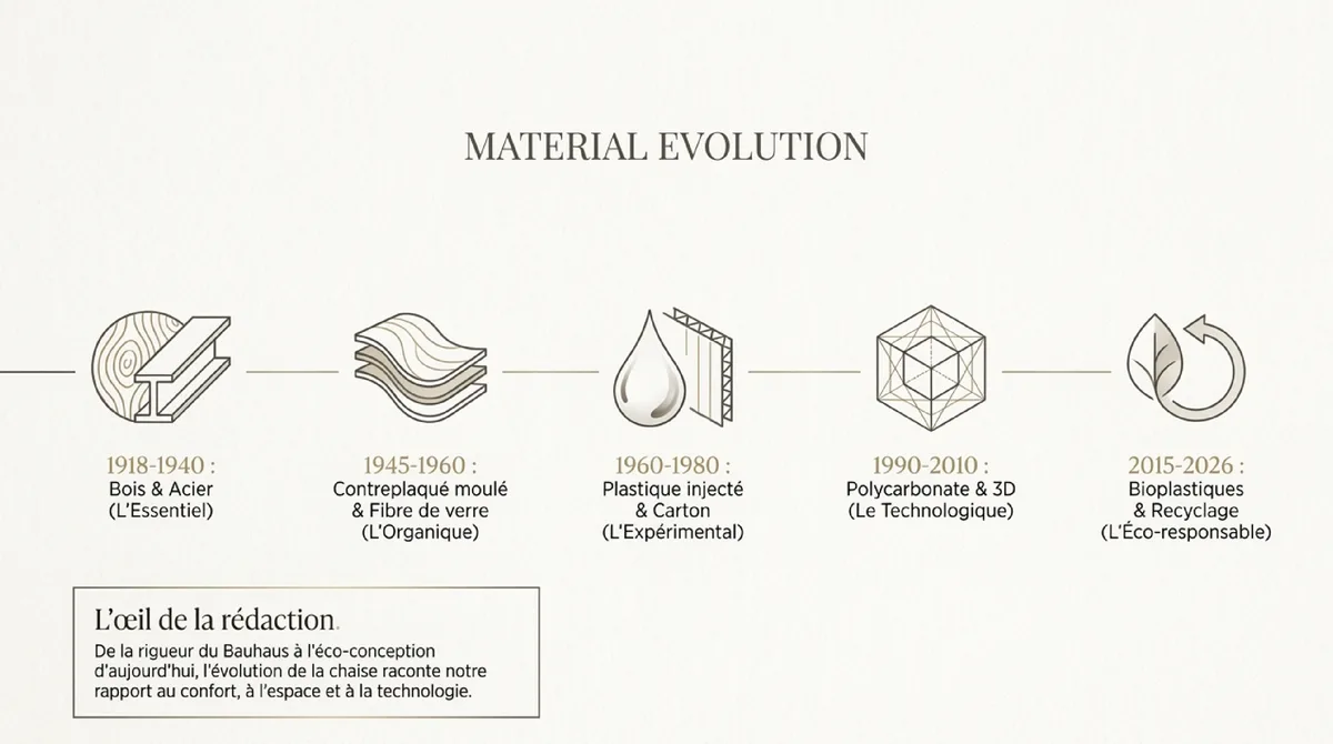Infographie L'âge d'or du Mid-Century Modern : Organique et Démocratique (1945-1960)