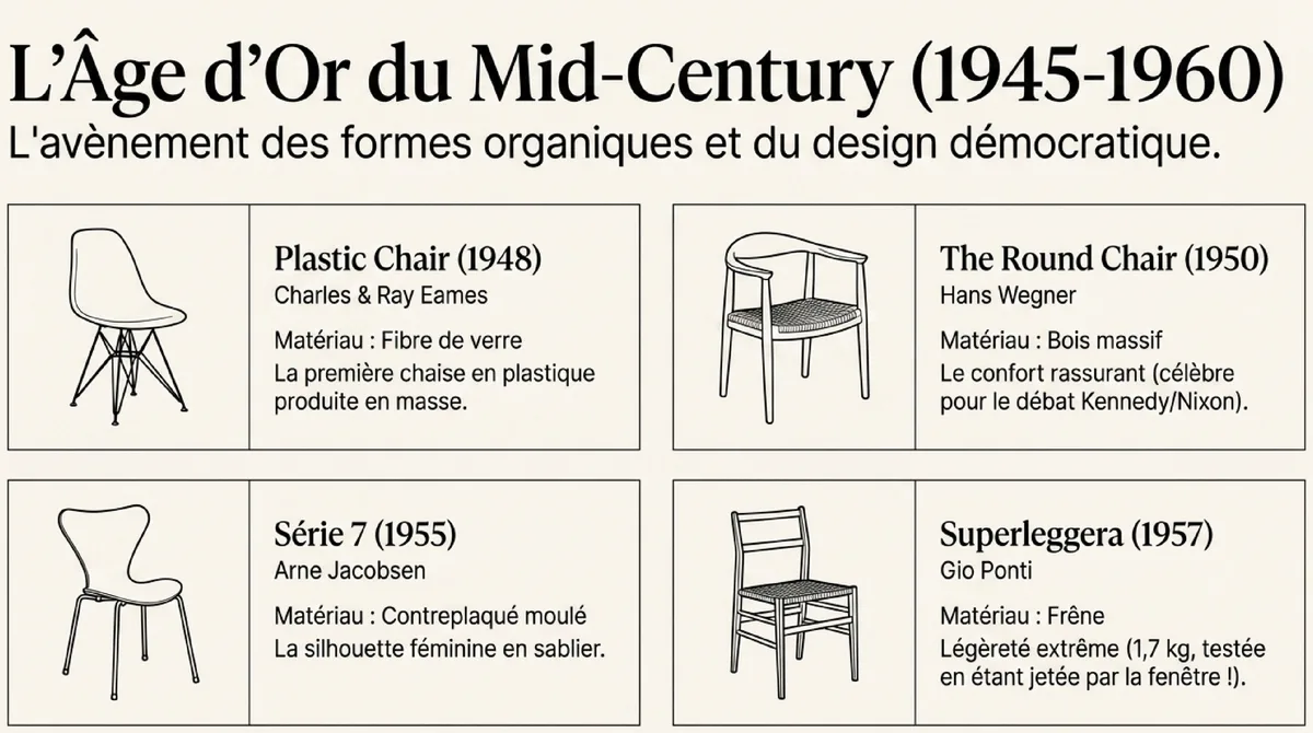 Infographie L'héritage moderniste : Quand la chaise design réinvente l'espace (1918-1940)