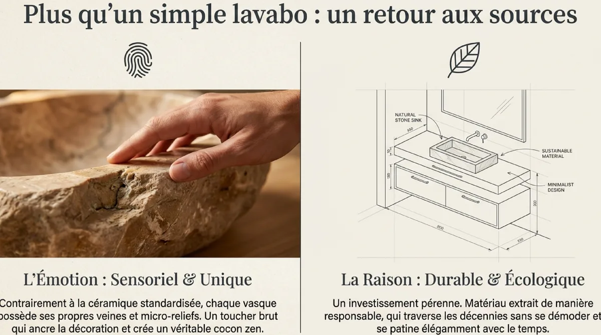 Infographie Comparatif des matériaux : Granit, Marbre et Galet de rivière