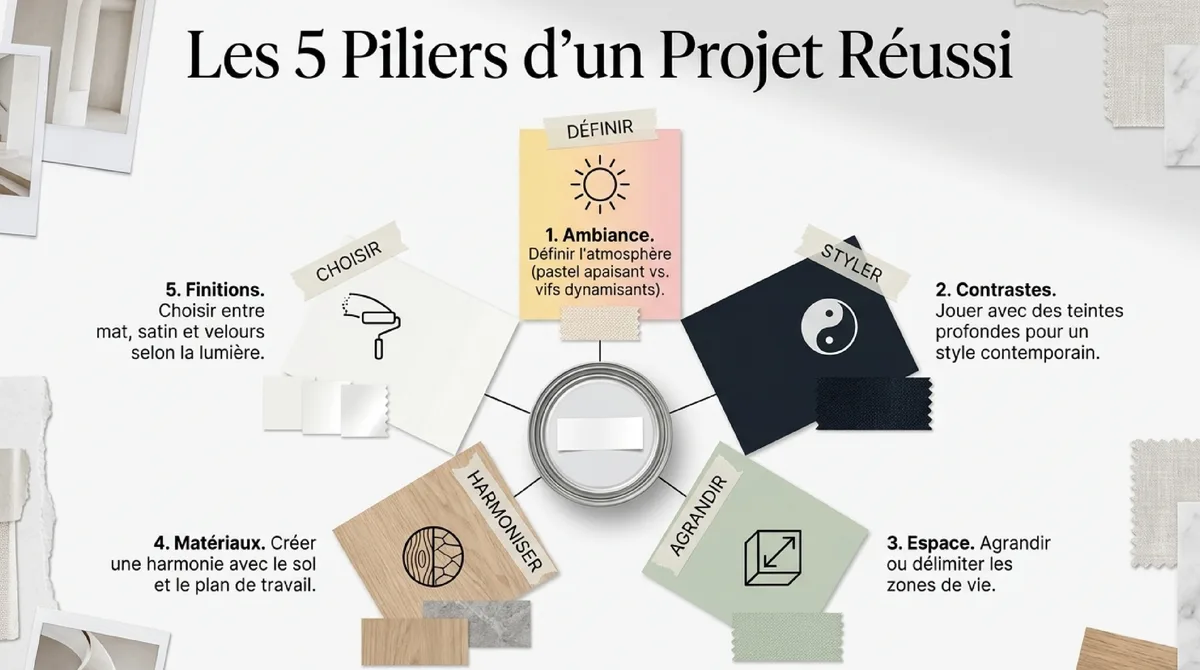 Infographie Oser les contrastes forts pour une cuisine contemporaine et urbaine