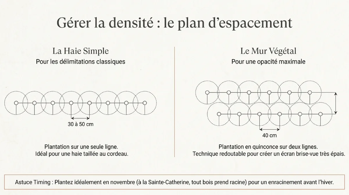 Infographie L'art de structurer l'espace avec une haie de charmilles