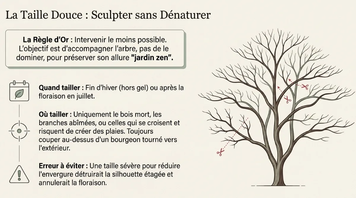 Infographie Le charme sculptural du Cornus kousa rose pour les petits espaces