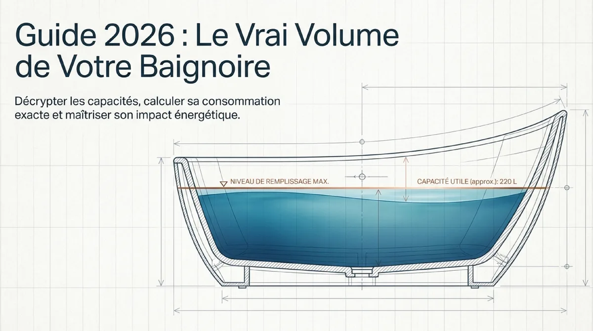 Infographie 1. Volumes standards par format de baignoire