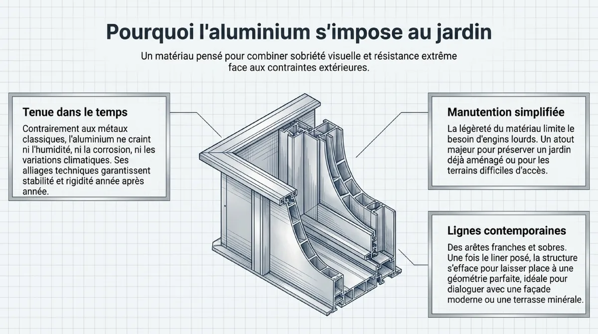 Infographie Le montage d’une piscine en kit alu, étape par étape