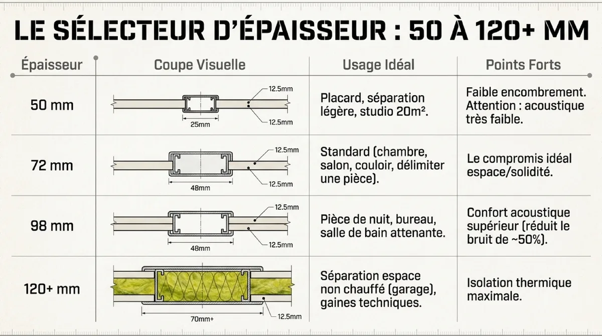 Infographie Choisir l'épaisseur selon vos besoins