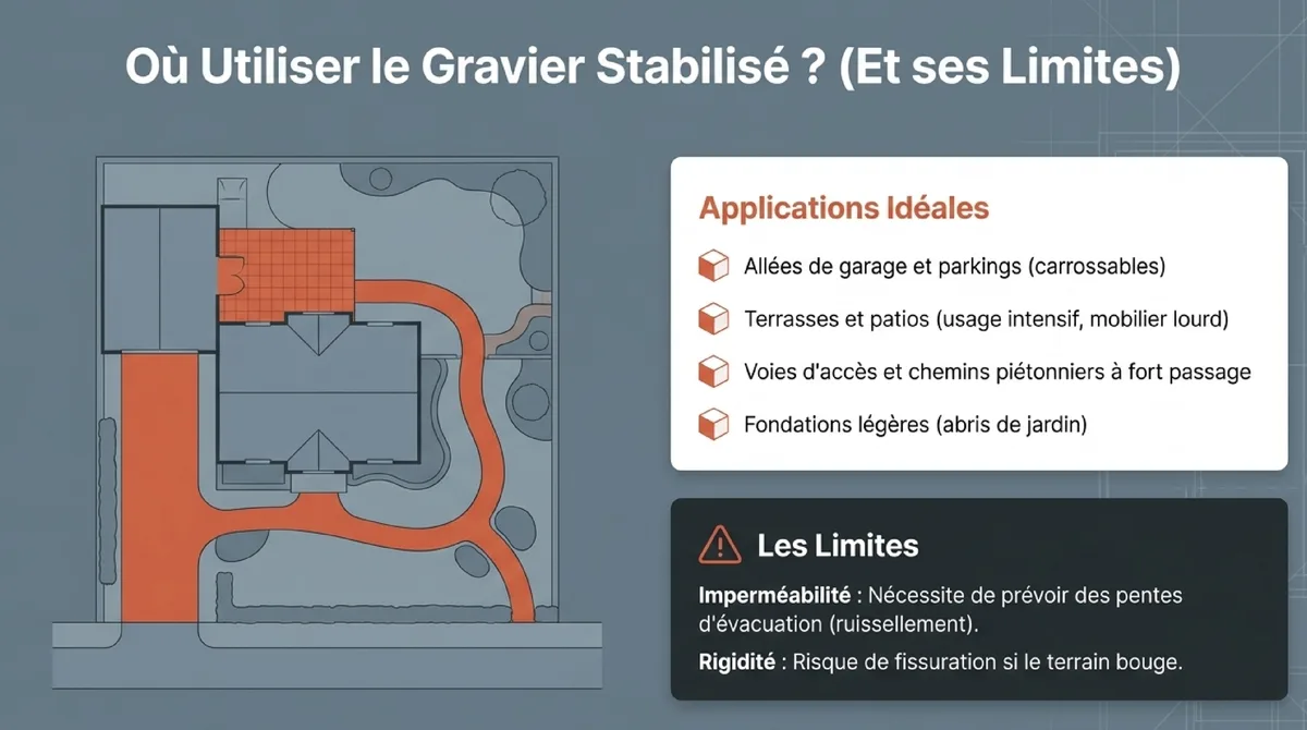 Infographie Au-Delà du Ciment : Explorer les Alternatives Innovantes pour Stabiliser votre Gravier