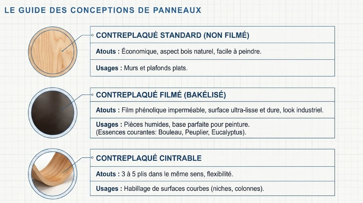 Infographie Sélectionner le Contreplaqué Idéal : Guide des Classes et Conceptions pour Votre Projet Lambris