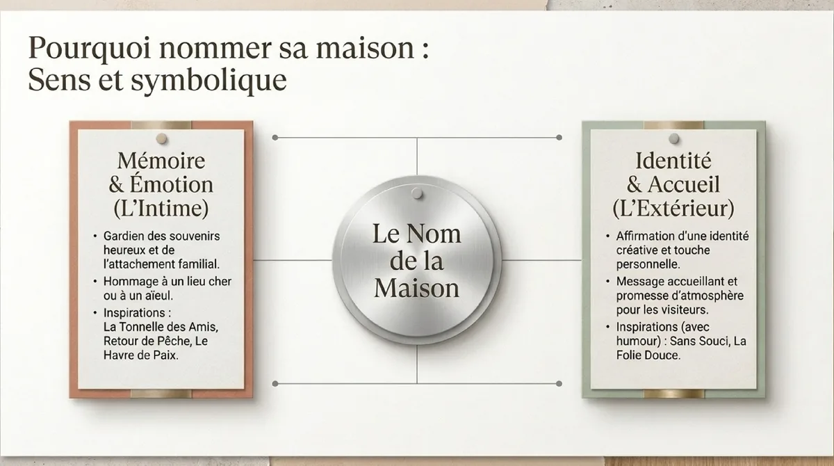 Infographie Pourquoi choisir un nom de maison : sens, mémoire et émotion