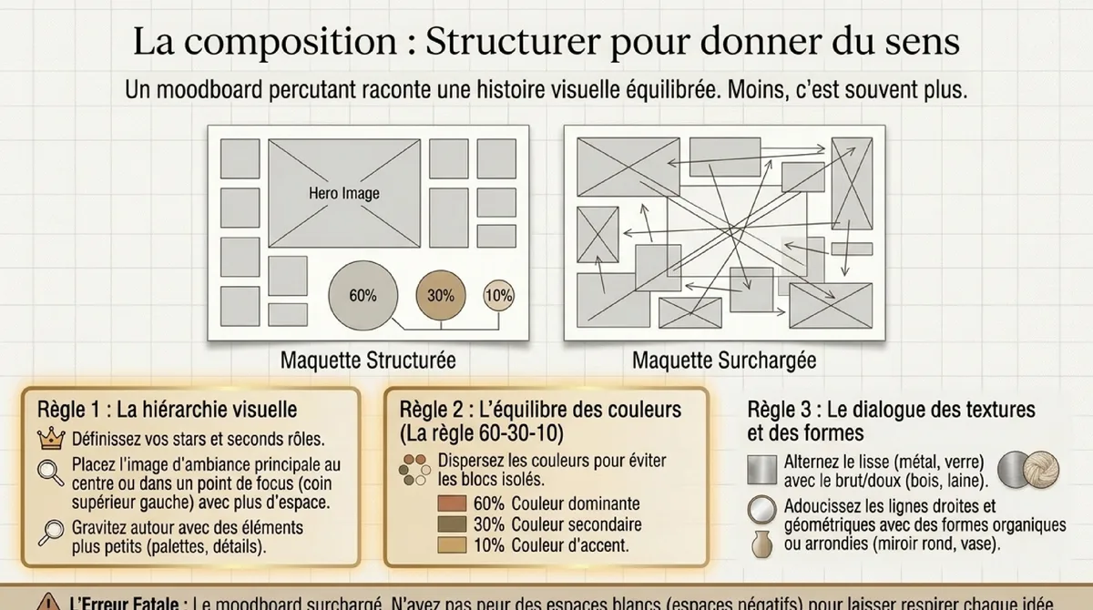 Infographie La composition d'un moodboard percutant : structurer vos idées pour plus de clarté