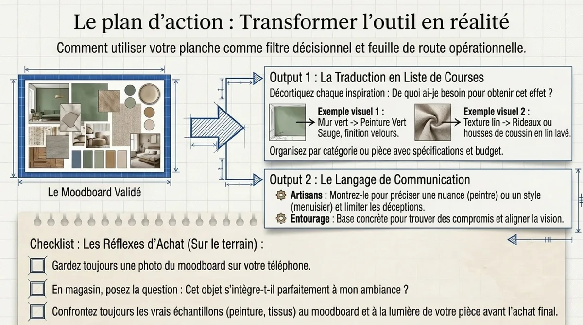 Infographie Transformer votre moodboard en un plan d'action concret pour votre décoration