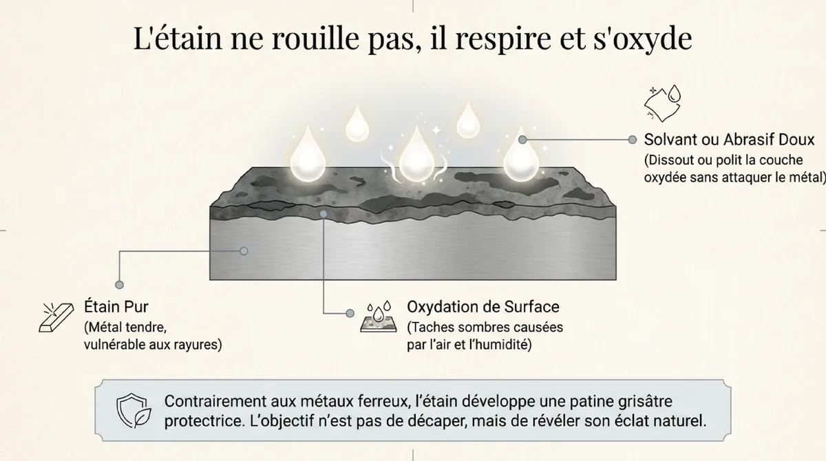 Infographie Pourquoi l'étain nécessite un entretien particulier