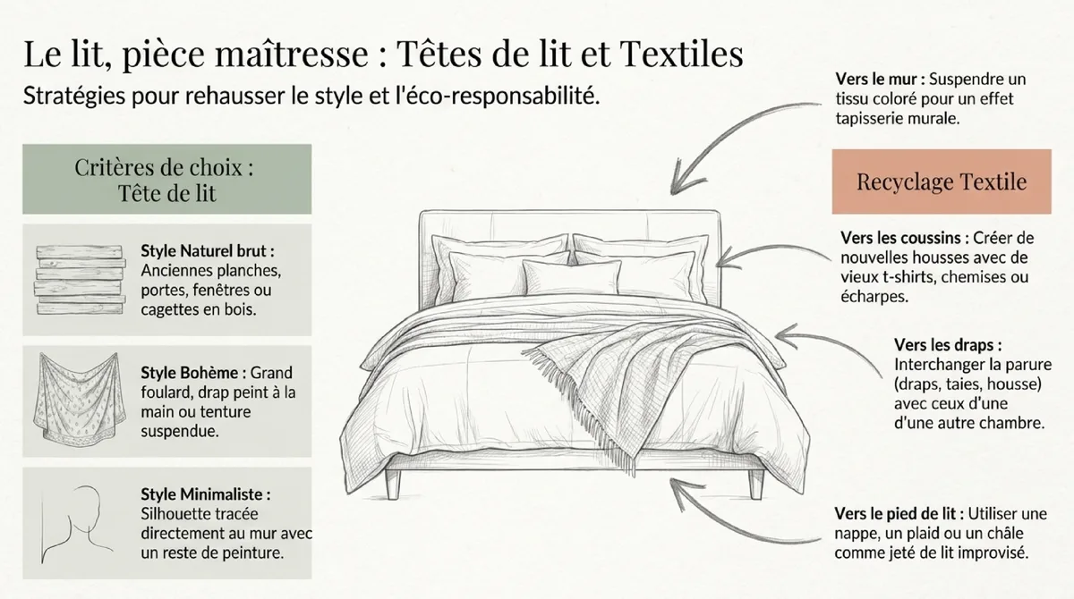 Infographie 2. Créez une tête de lit originale avec ce que vous avez déjà 🛏️