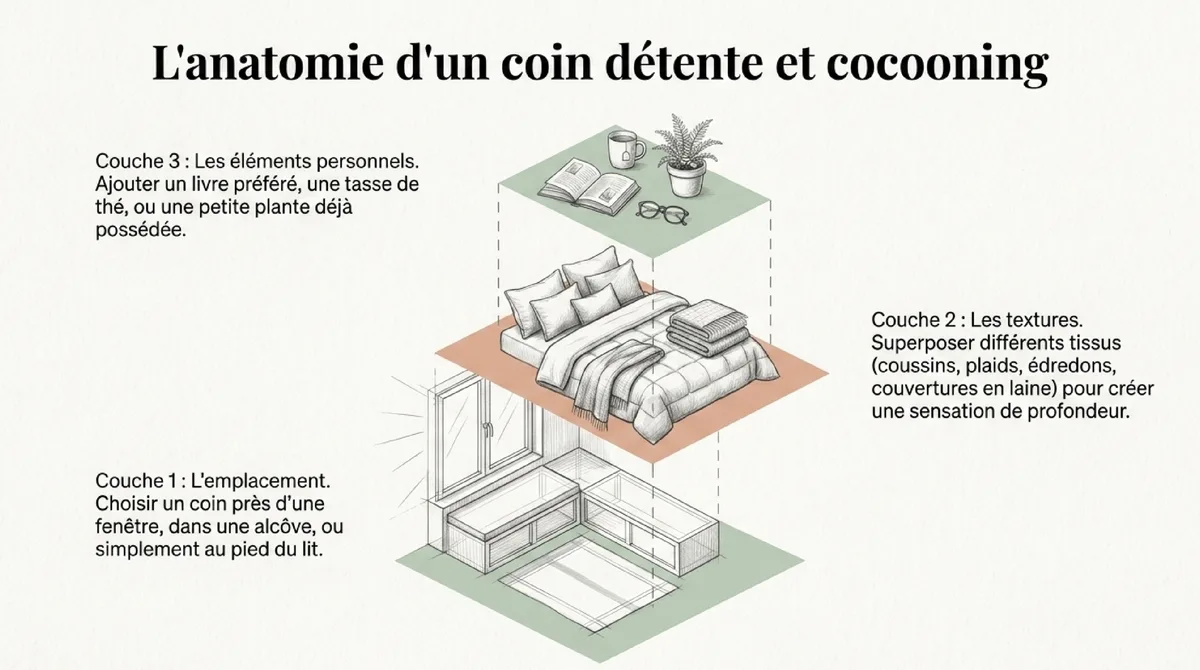 Infographie 7. Créez un coin cocooning avec ce que vous avez sous la main 🧸