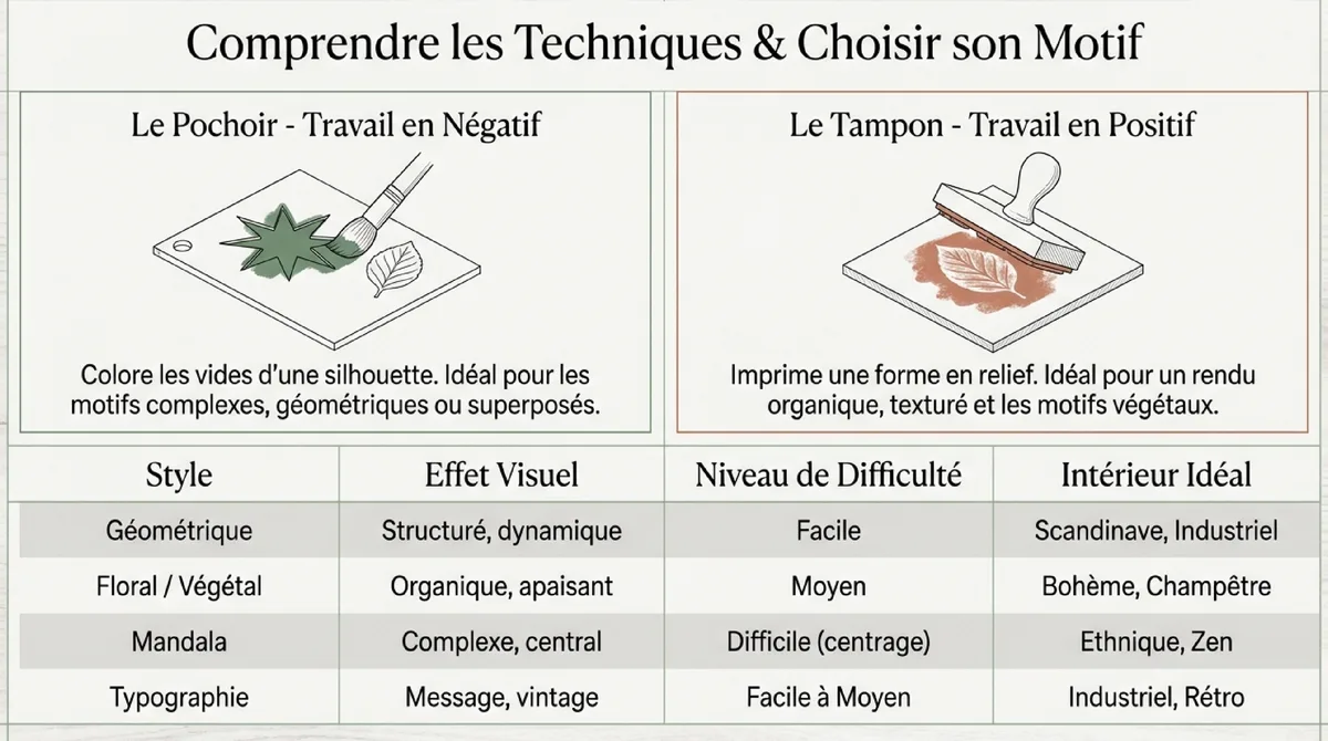 Infographie L'art du pochoir : techniques et inspiration pour sublimer votre table