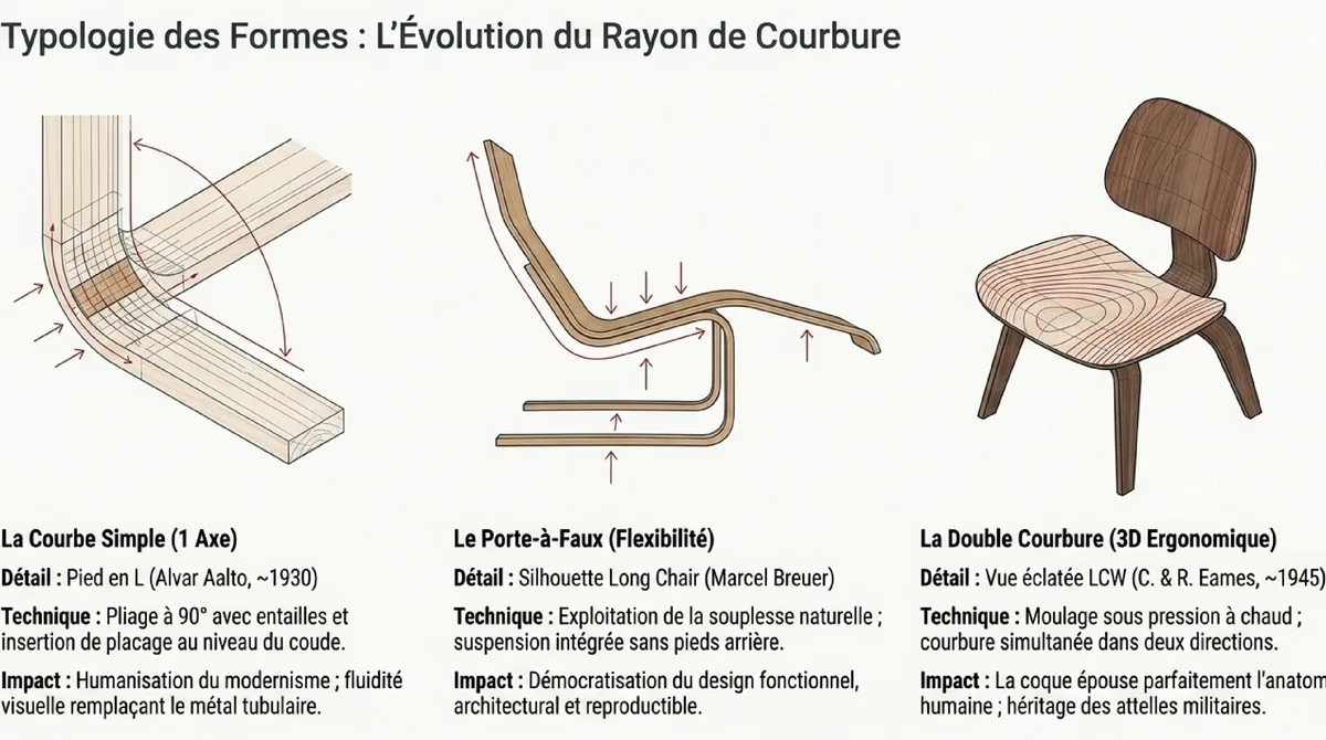 Infographie L'âge d'or du design : Eames, Wegner et la révolution des formes organiques